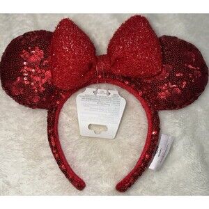 Disney Minnie Mouse Red Sequin Ears Headband Theme Park